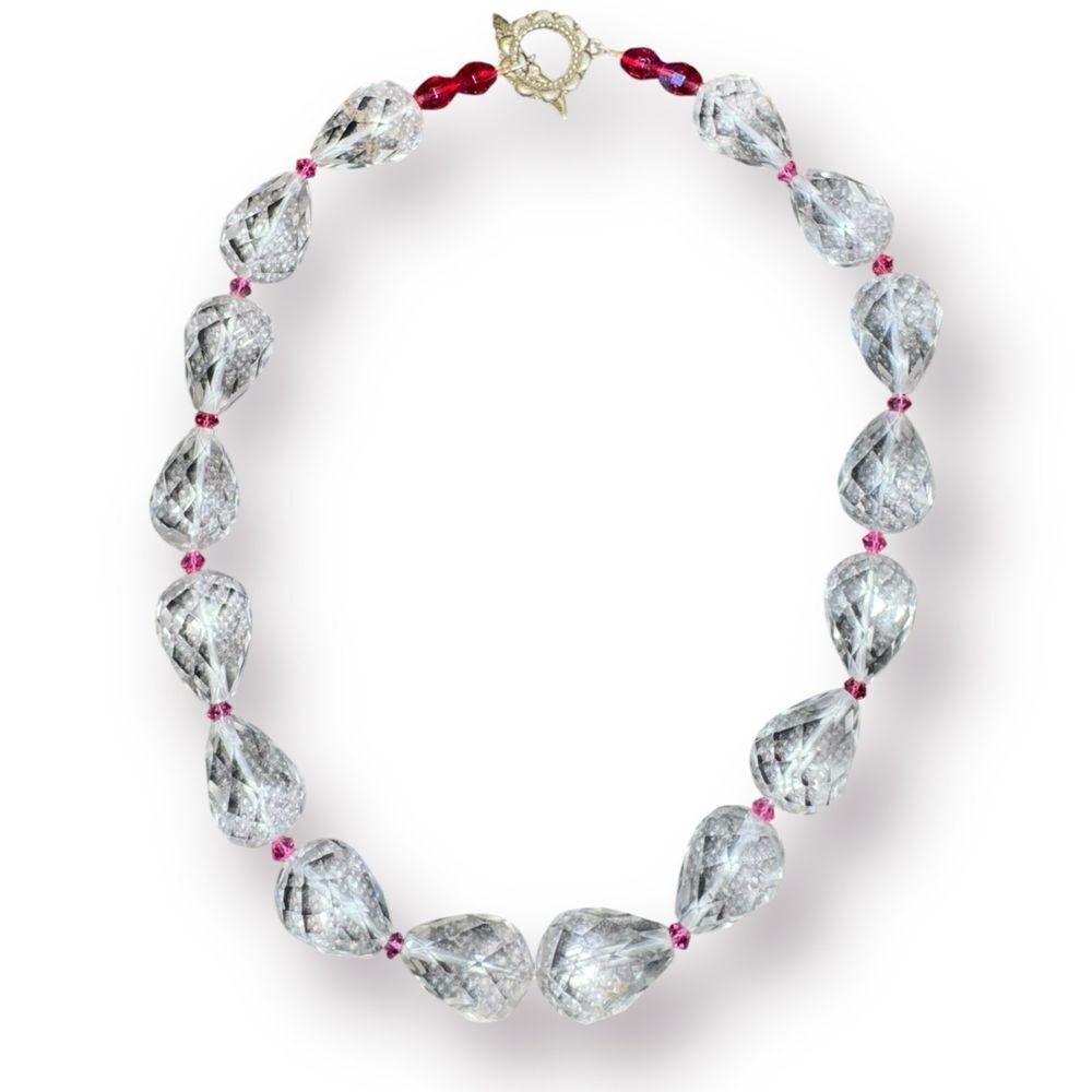 Crystal Quarts Ruby Beaded Necklace‎
